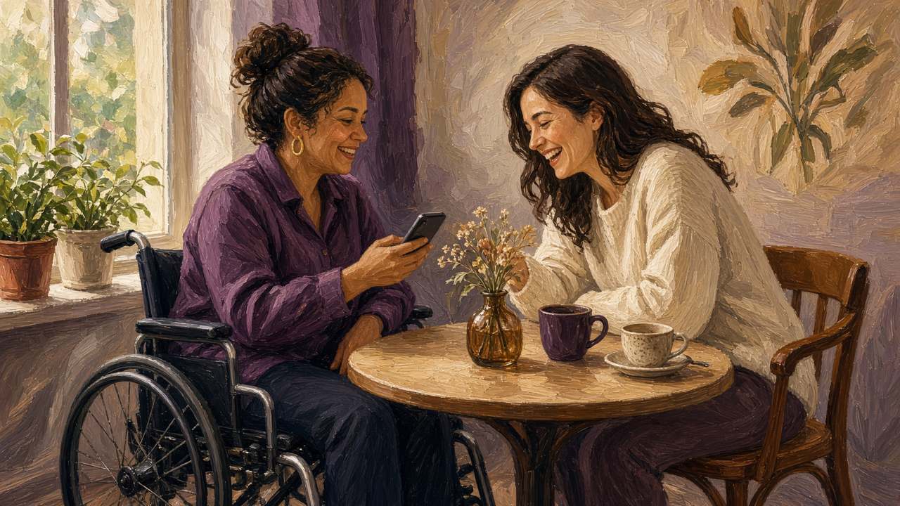 À la table du fond, on rit devant un téléphone. Le fauteuil est là, naturellement.